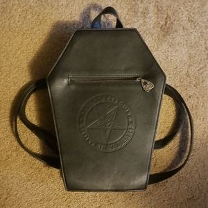 Blackcraft faux leather coffin backpack purse